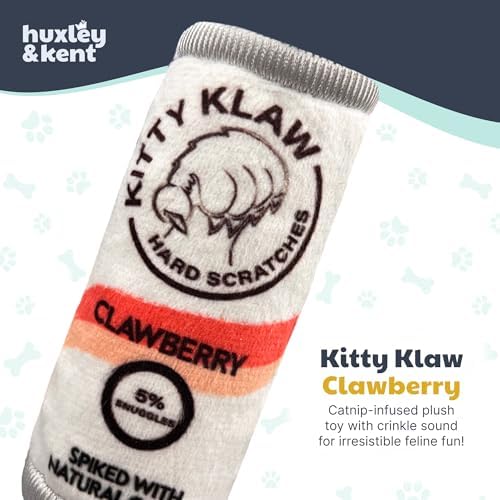 Huxley & Kent Plush Crinkle Catnip Cat Toy, Kitty Klaw Clawberry