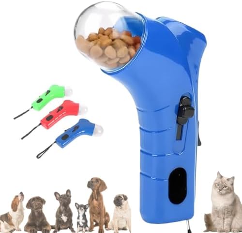 Cat Treat Launcher Gun – Interactive Pet Treat Shooter for Cats & Dogs, Handheld Cat Treat Dispenser, Pet Snack Catapult, Dog Food Launcher Toy for Training & Play (Blue)