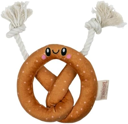 Territory Fun Food Squeaky Rope Tug Toy for Dogs, Pretzel