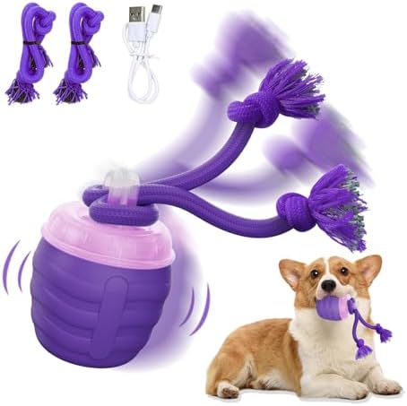 Interactive Dog Toy, [Newly Upgraded] Motion Activated Rolling Ball for Small Dogs, Automatic Moving Dogs Ball for Boredom, USB Rechargeable(Purple)