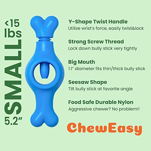 Interactive Bully Stick Holder for Dogs, Prevent Chocking Safety Device, Long Enough Screw to Lock, Seesaw Shape(Small) (Pack of 3)