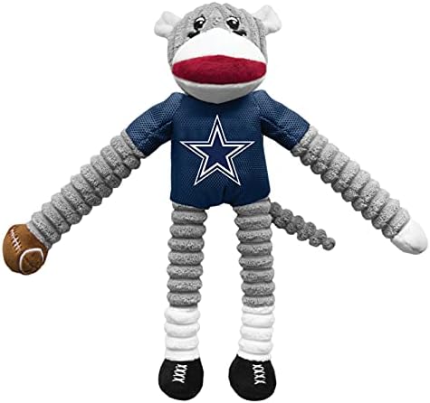 Littlearth NFL Dallas Cowboys Team Sock Monkey Pet Toy - Officially Licensed Teams