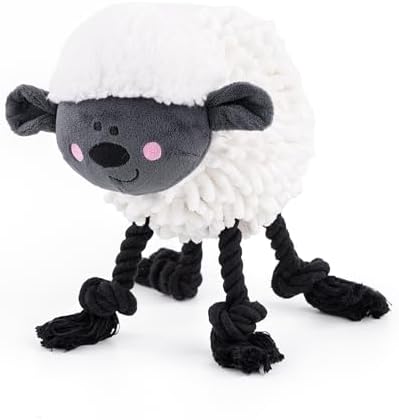 Fuzzl Farmyard Friends Dog Toy – Woolly Sheep – Large Soft Noodle Fabric Plush with Durable Rope Legs – Interactive Tug Chew & Comfort Toy for Dogs