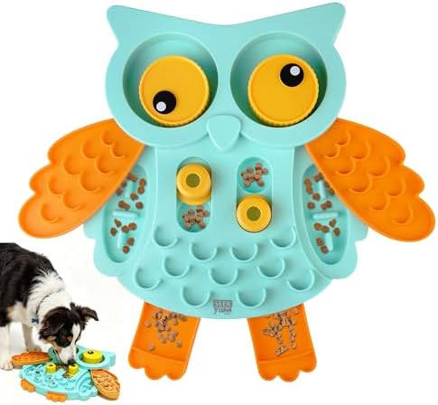 Gigwi Interactive Treat Puzzle Toy, Owl Shape 5 Difficult Levels for Pet