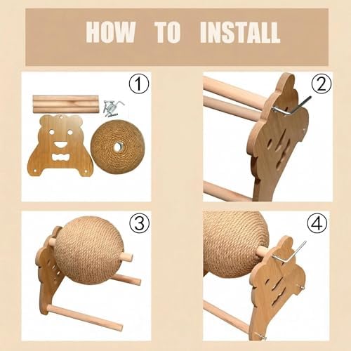 Rabbit Scratch Toy, Natural Sisal Scratching Ball for Cat Bunny Ferret Small Animals, Toys for Cat Kitten Bunny Boredom