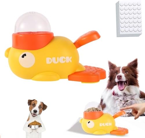 Duck Cat Treat Dispenser, 2026 Upgrade Duck Dog Feeder, Interactive Treat Dispenser Dogtoys Slow Feeder, Food Dispenser Toy with Button Pet Healthy Eating & Iq Training (1pc)