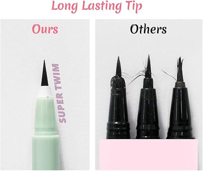 Merrymonde Super Twim Long Lasting Eyeliner - Vegan Easy Ultra-Fine Felt Tip Pen Liquid, Korean, Kbeauty Waterproof Mechanical Multicolor Eye Liner Makeup (04 Salmon Pink)