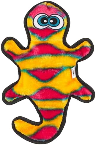 Outward Hound Durablez Medium Gecko Stuffing-Free Squeaky Plush Dog Toy for Puppies & Dogs - Interactive, Soft Yet Tough, No Mess, Jumbo Squeaker, Long-Lasting Play, 13.75 inch, Orange