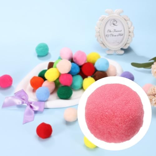 Cat Toy Pom Ball, Interactive Cat Ball Toys Fuzzy Pompoms (Plush, 1.2Inch, 30Pcs, Red) for Kittens Pet Enrichment Training Play Indoor