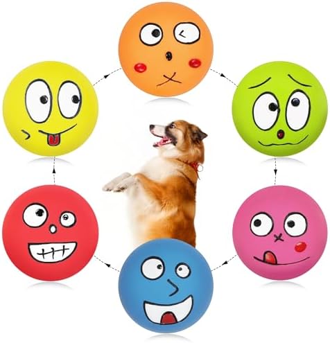 Squeaky Dog Toys, Interactive Squeaky Ball for Small Dogs/Puppies Puppy Teething Soft Non-Toxic Chew Toys for Gentle Play 6 Pcs/Set