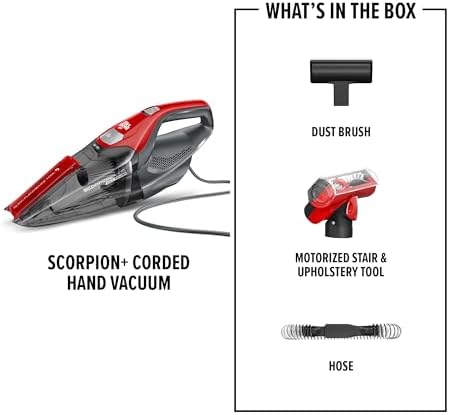 Dirt Devil Scorpion Plus Handheld Vacuum Cleaner,Powerful Suction,Lightweight,Includes Pivoting Stair and Upholstery Tool,Crevice Tool,Corded Portable Vacuum Cleaner,(Pack of 2)