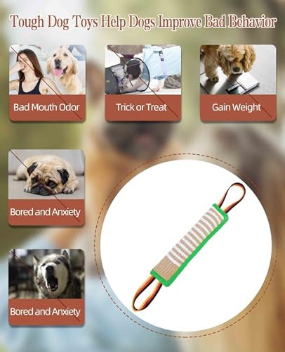 Clysoru Dog Tug Toy Tough Jute Bite Pillow Lasting Training Equipment Puppy to Large Dogs Interactive for Large and Small