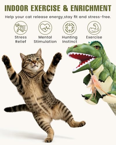 T-Rex Dinosaur Cat Puppet Glove, Interactive Toy with Movable Jaw