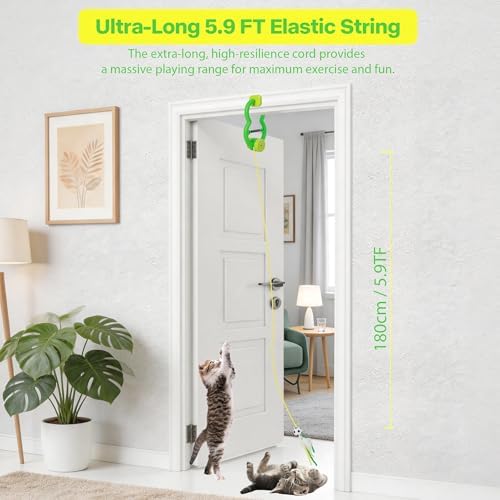 Official FIFA World Cup 2026 Edition, Interactive Cat Toys for Indoor Cats, Automatic String Feather Wand Teaser Enrichment Toy, USB-Rechargeable, Chase Exercise, Hanging Cat Door Frame Toy