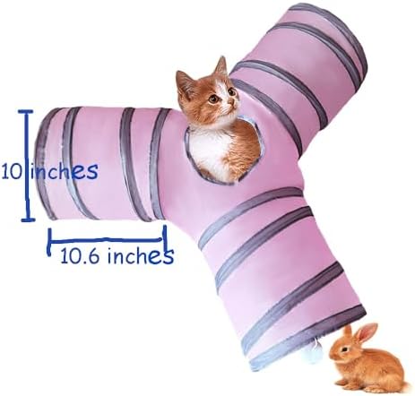 3-Way Collapsible Cat Tunnel Tube Toy Pink