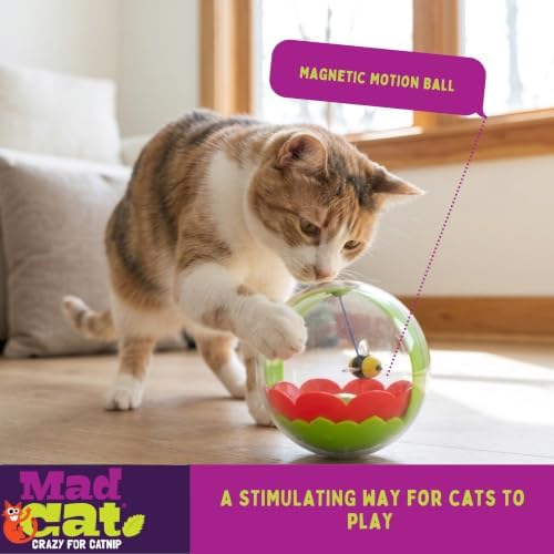Mad Cat Buzzy Ball Interactive Hunting Cat Toy with Catnip and Silvervine