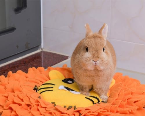 Pet Snuffle Mat Dog Foraging Food Mats Interactive Feeding Puzzle Toy Animal Design Fleece Slow Feeder Treat Dispenser for Dogs Rabbits Guinea Pigs (Lion)
