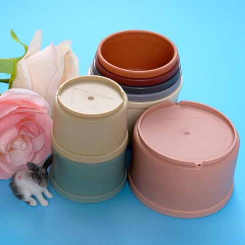 8 Pcs Stacking Cups for Rabbits, Multi-Colored Bunny Toys of Different Sizes, Nesting Cups Toys for Small Animals Hiding Food and Playing