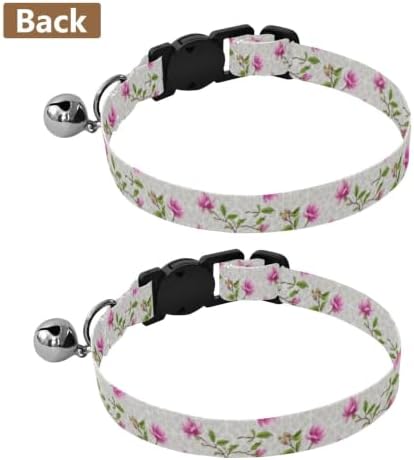 Magnolia Flowers Green Leaf Branches Easy to Wear Cat Collars 2 Pack for Cats