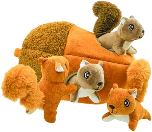 Hide A Squirrel Plush Dog Toys with Crinkle Nut, Hide and Seek Dog Toy to Keep Them Busy Puppy Teeth Clean Chew Toys for Small & Medium Dogs