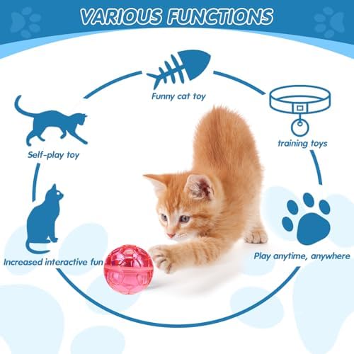 Frienda 4 Pcs Light up Cat Ball LED Motion Ghost Hunting Cat Ball, Bright