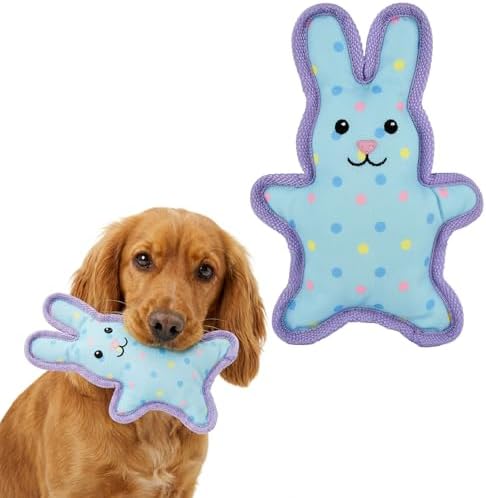 Easter Dog Squeak Toys Polka-dot Rabbit Interactive Stuffed Puppy Teething Toys Durable Canvas Chew Toys for Small Medium Dogs Tough Dog Gifts for Boredom (Rabbit)