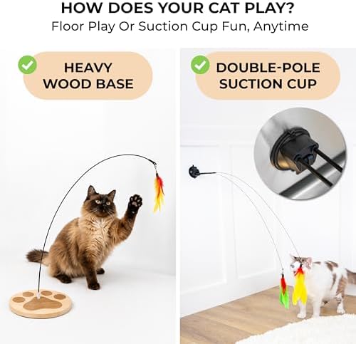 Cat Toys for Indoor Cats, Interactive Cat Toy Wand, Kitten Stuff, 18 Lures