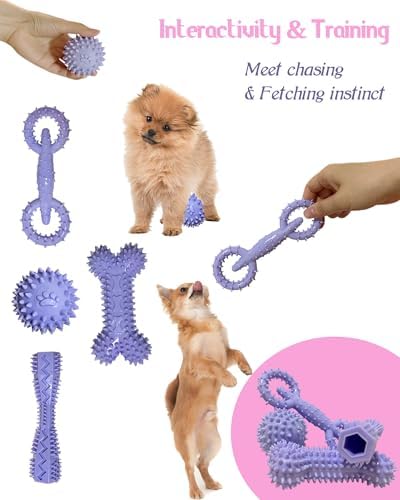 4-Pack Teething Toys Dog Chew Toys for 2-8 Months Puppy,Purple