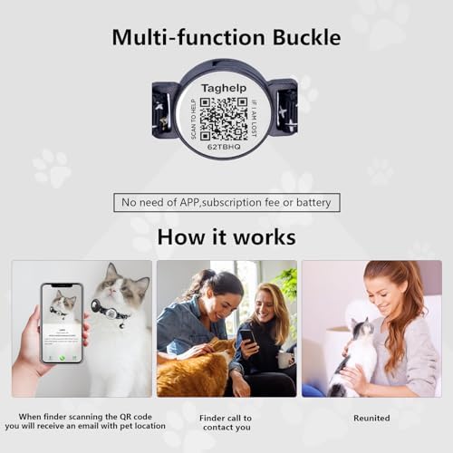 Cat Collar Stars and Moon, Reflective no Bell, Solid & Safe Collars for Cats, Nylon, Kitty Collars, Pet Collar, Breakaway Cat Collar with Smart ID Tags for Boy & Girl,NO APP (Purple)