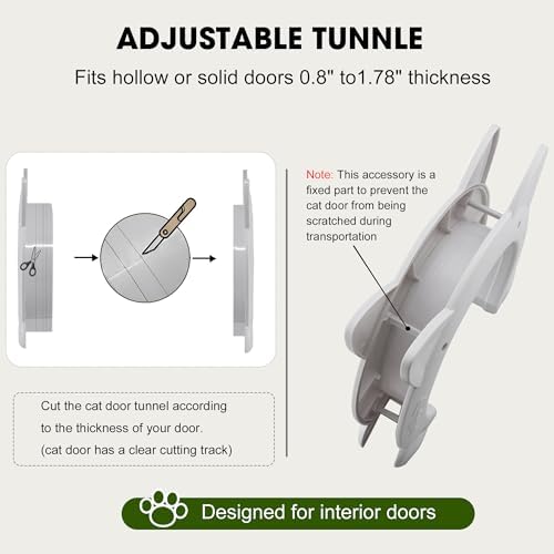 Wordcam X-Large Cat Door Interior Door for Pets 14-30lbs, No Flap, White | Easy Install, No Lock, For Kitty, Kittens and Small Dogs Pass, Hide Litter Box, Fit Indoor 0.8"-1.78"Hollow&Solid Wood Doors