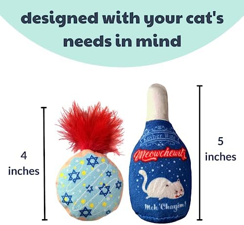 Huxley & Kent Plush Cat Toy - Hanukkah Interactive Catnip Toy for Cats & Kittens - Soft with Crinkle & Catnip - Fun Indoor Play - Jelly Roll & Meowchewitz 2pk