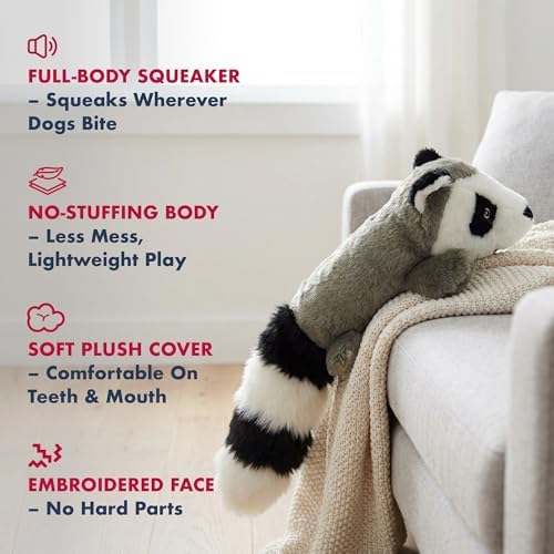 PetLou 01011 EZ Squeakers Dog Chew Toy,11-inch Raccoon