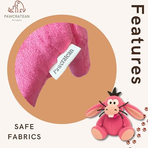 7" Squeaky Plush Toy for Puppies Small Dogs Self Etertainment Washable Soft Made [PET ONLY] (Pink Rabbit)