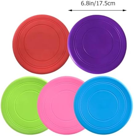SHINEOFI 5pcs Dog Flying Disc for Puppies, Sturdy Floating Chewable Interactive Throwing Plates for Outdoor Training and Play, Set (Blue, Red, Purple, Green, Pink)