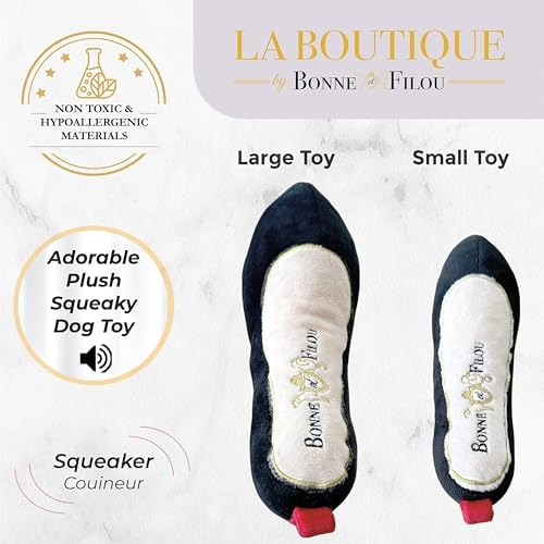 BONNE ET FILOU RED Bottom Shoe Squeaky Dog Toy, Large