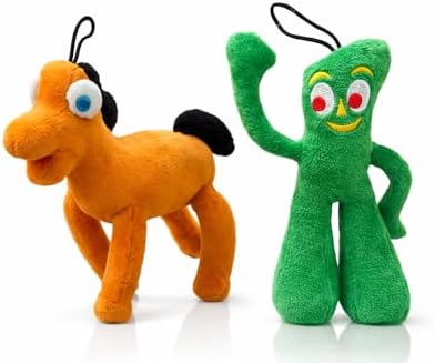Multipet Small Gumby & Pokey Stuffed Dog Toys with Squeaker | Gumby Dog Toy Plush Small 6 Inches | 6" Plush Pokey | 6" | Small/Medium Breed | Combo Pack | Officially Licensed