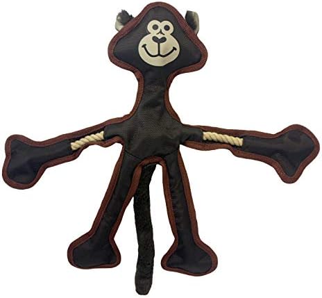 Multipet Skele Monkey Dog Rope - Nylon Tug of War - Squeaky Toy for All Dogs - Animal Dog Toy for Playing Toss & Fetch (15", Brown)