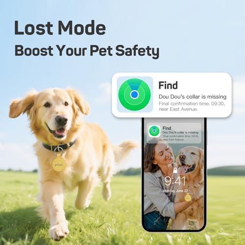 Plike Find Tag with QR Pet ID, Works with Apple Find My (iOS Only), Silicone Bluetooth Collar Tracker for Cats & Small Dogs, IP67 Waterproof, No Monthly Fee