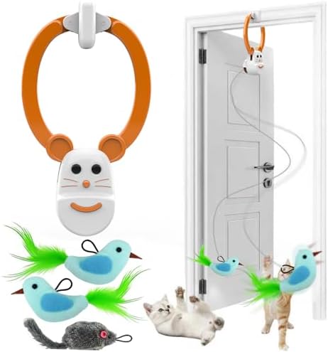 Interactive Cat Toys for Indoor Cats, Automatic Flying Bird Feather Wand Toy for Chase Exercise Enrichment, Rechargeable Durable Safe Hanging Cat Toy for Bored Kittens & Adult Cats