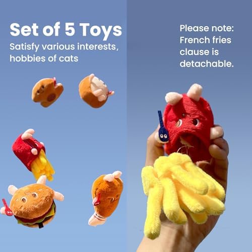 5 Pack Catnip Toys,Hamburger Shape Crinkle Toys for Indoor Cats