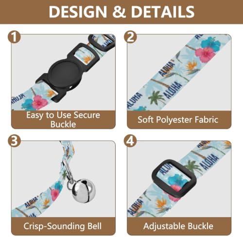 Palm Trees Easy to Clean Kitten Collars 2 Pack Lightweight Pet Collar for Cats and Dogs
