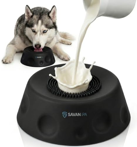 Slow Feeder Dog Bowl with Interactive Roll Ball, Anti-Slip Dog Lick Bowl for Liquid Treats, Bone Broth & Yogurt, Anxiety Relief Boredom Puzzle Feeder for Small Large Dogs