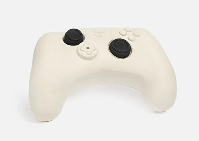 Silver Paw Game Controller Dog Toy Chicken Scent Natural Rubber w/Treat Dispenser, White