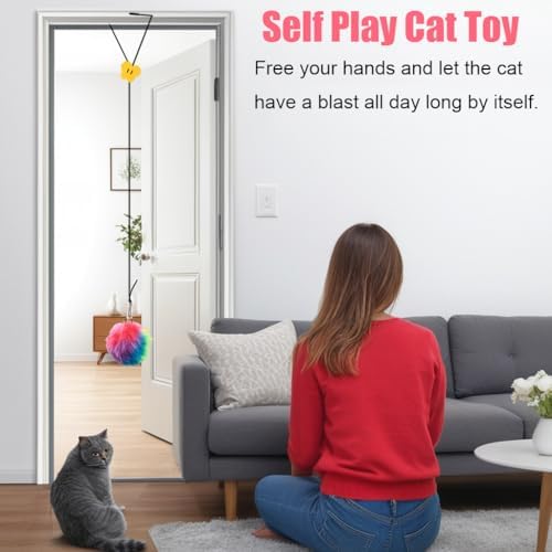 Interactive Cat Toys, Independent Play Hanging Door Cat Toys for Indoor Cats Kitten Exercise Toy for Bored Cats