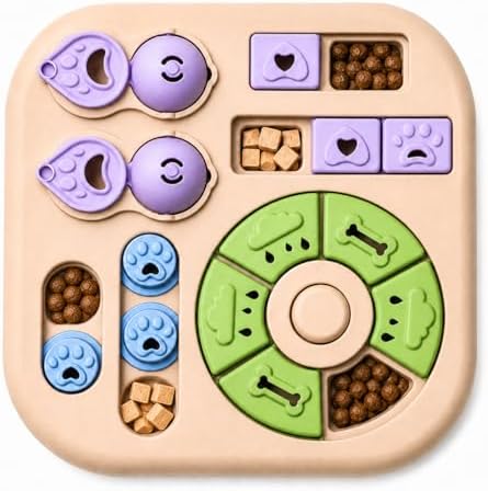 Tee Shirt Galaxy Dog Puzzle Toys, Treat Dispensing Puzzle Feeder for IQ Training and Mental Stimulation, Slow Feeder Enrichment Toy for Small Medium Large Dogs, Khaki