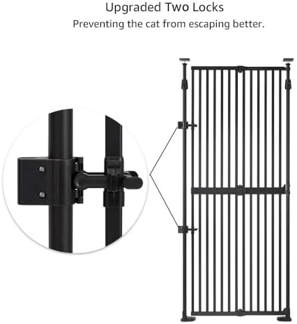 unipaws 75" High Extra Tall Cat Safety Gate for Narrow Space, No Drilling | Fit for 21"-34" Wide and 75"-98" Height Opening, Auto Closing, Suitable for Doorway Hallway Stairs, Indoor Use, Black