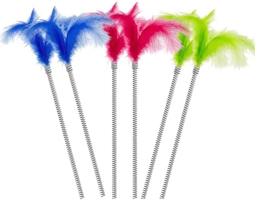 6 Pack Cat Feather Teaser Replacement Refills, Compatible with 3 in 1 Cat Puzzle Toys, Interactive Cat Toy Accessories for Indoor Cats Mental Stimulation & Boredom Relief