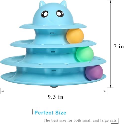 UPSKY Cat Toy Roller 3-Level Turntable Cat Toys with Six Colorful Balls | Puzzle Kitten Toys, Sturdy Structure, Detachable Design, Easy to Assemble, Anti-Slip, Reduces Boredom for Indoor Cats