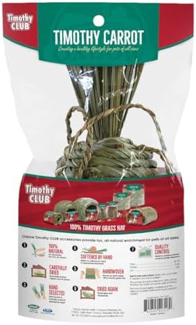 Oxbow Timothy Hay Carrot, Rabbit & Guinea Pig Toy, Edible & Hand-Woven Bunny Toy, No Wires or String, Small Pet Accessories, for Rabbits, Guinea Pigs, Chinchillas & Rats, Medium (Pack of 2)