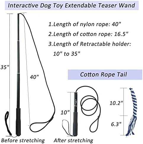 Flirt Pole for Dogs, Interactive Teaser Wand with Fleece Rope Toy